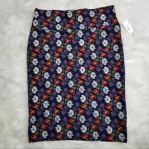 Lularoe Womens Size XL Navy Blue Floral Print Cassie Pencil Skirt New
